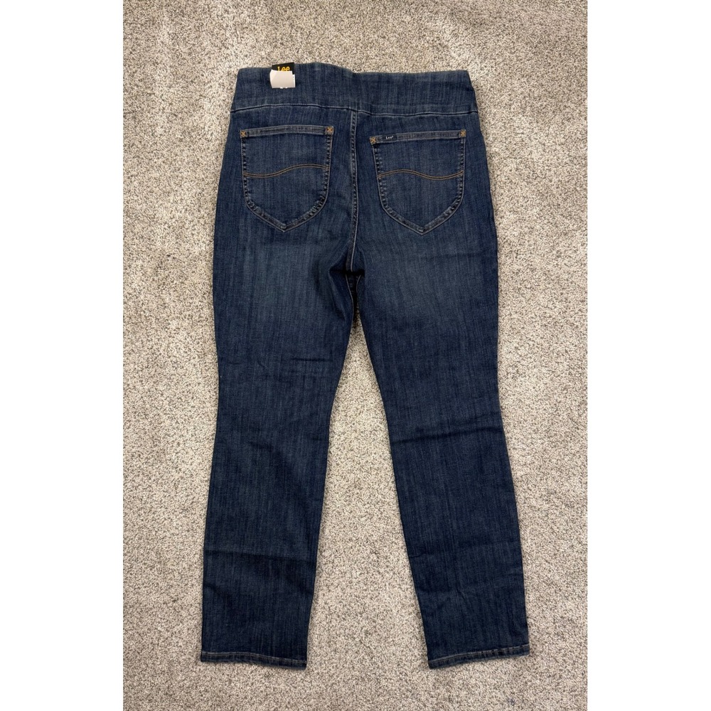 Lee Sculpting Slim Fit Jeans Women 14 Short Blue NWT‎ Mid Rise Pull On Slim Leg - Picture 4 of 5